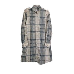 Hadleigh's Women Gray/Blue Casual Dress 44 eur Button Up Missing Belt